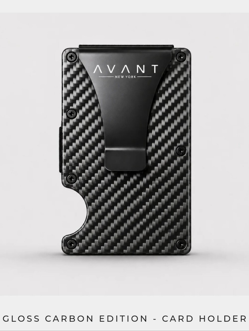 Avant New York Gloss Carbon Card Holder - Black